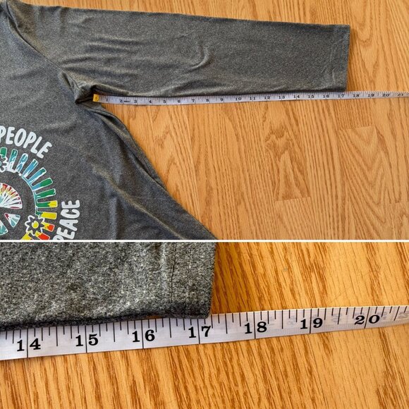 Imagine Peace Long Sleeve Top Size XL Gray Retro Musiccore Style - Picture 6 of 11
